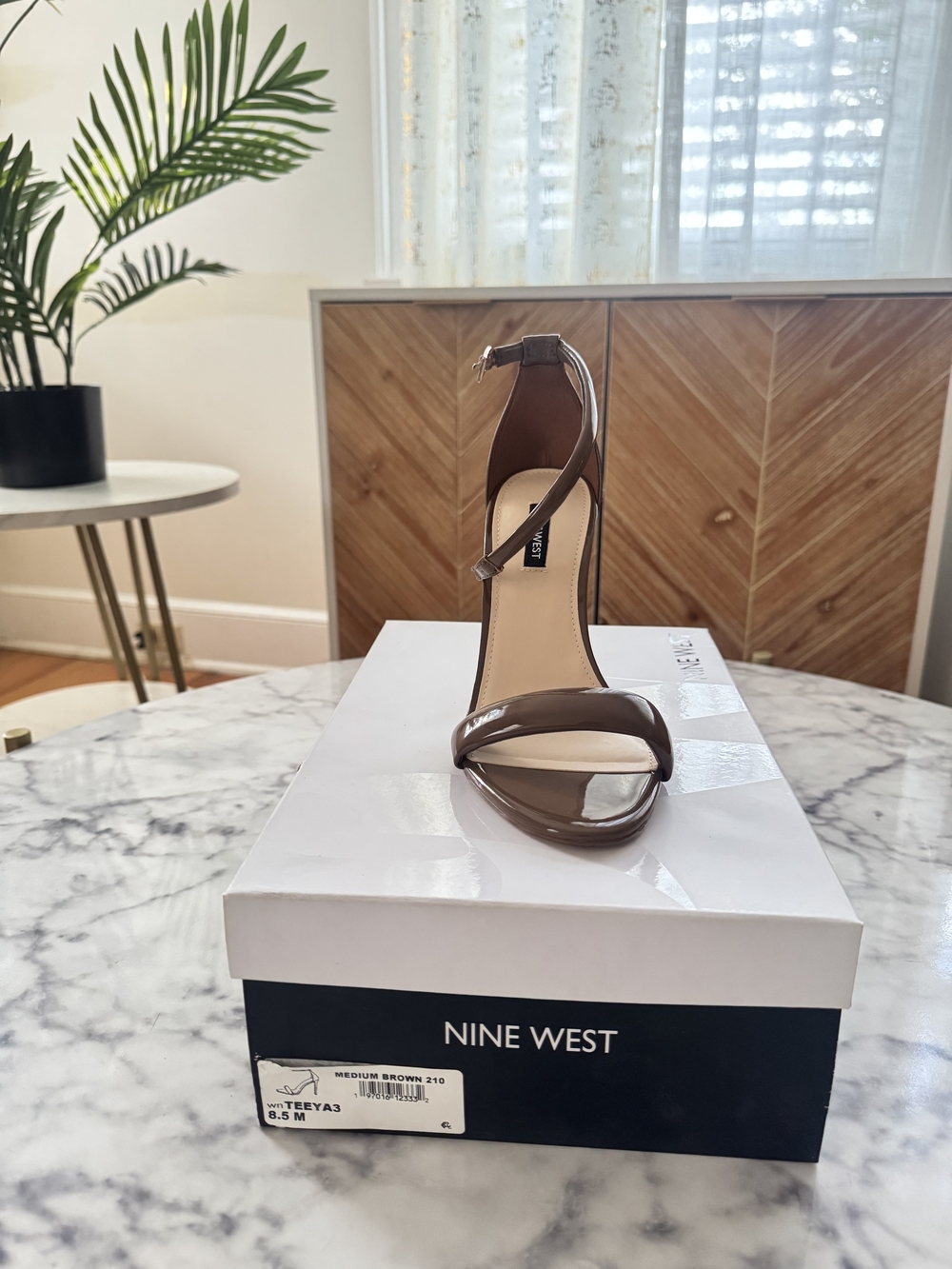 Nine West Women's Brown Ankle-Strap Stiletto Sandals